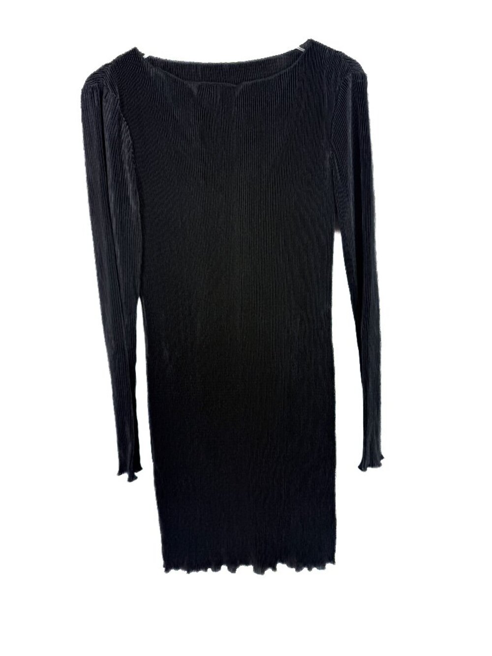NWT Cupshe Black Pleated Long Sleeve Mini Dress Size Small S NEW - Picture 2 of 9
